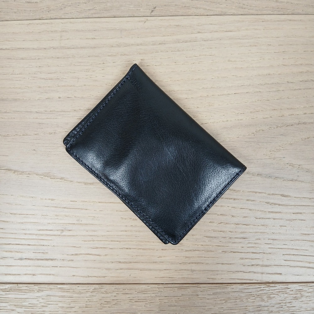 Coach ID Wallet Unisex OS Black Leather Bifold Dual Window Card Case